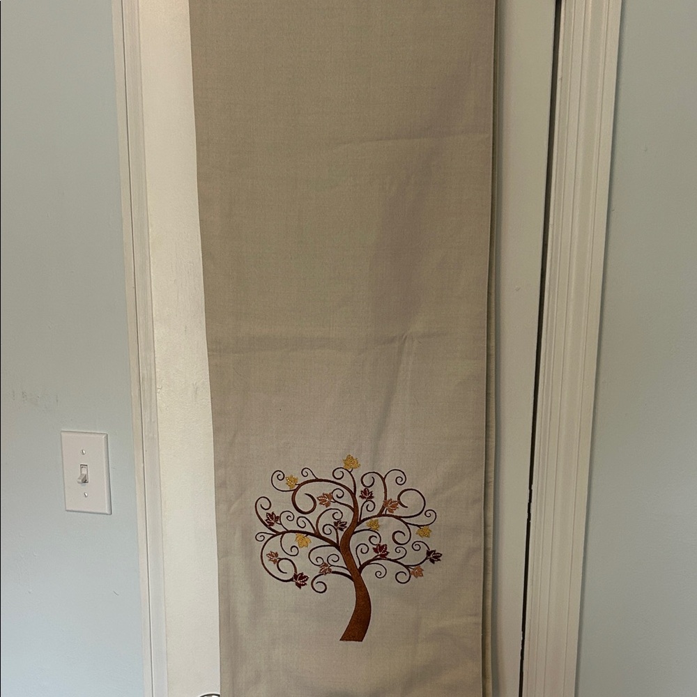 Elegant Tree Embroidered Table 72”Runner